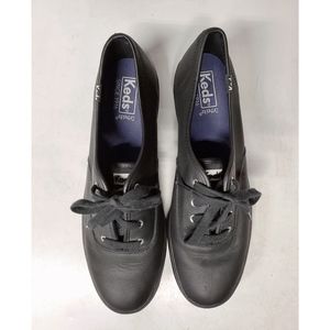 Keds Triple Leather Lace Up Shoe Black Size 10